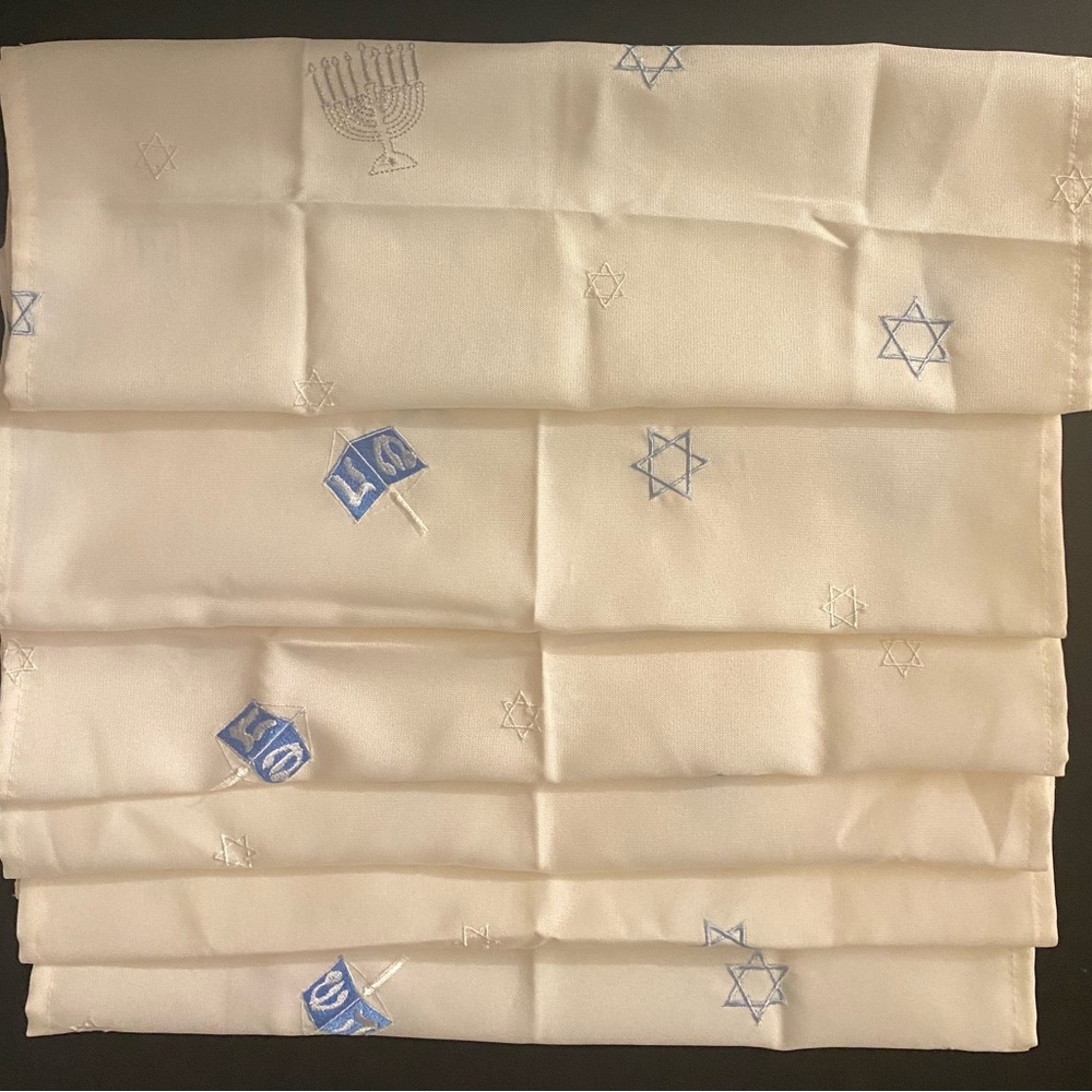 Star Of David Menorah Dreidel Candelabra Silver Ridgefield Home Napkins Set Of 6